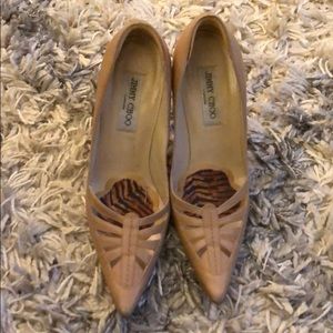 Jimmy Choo high heeled tan shoes